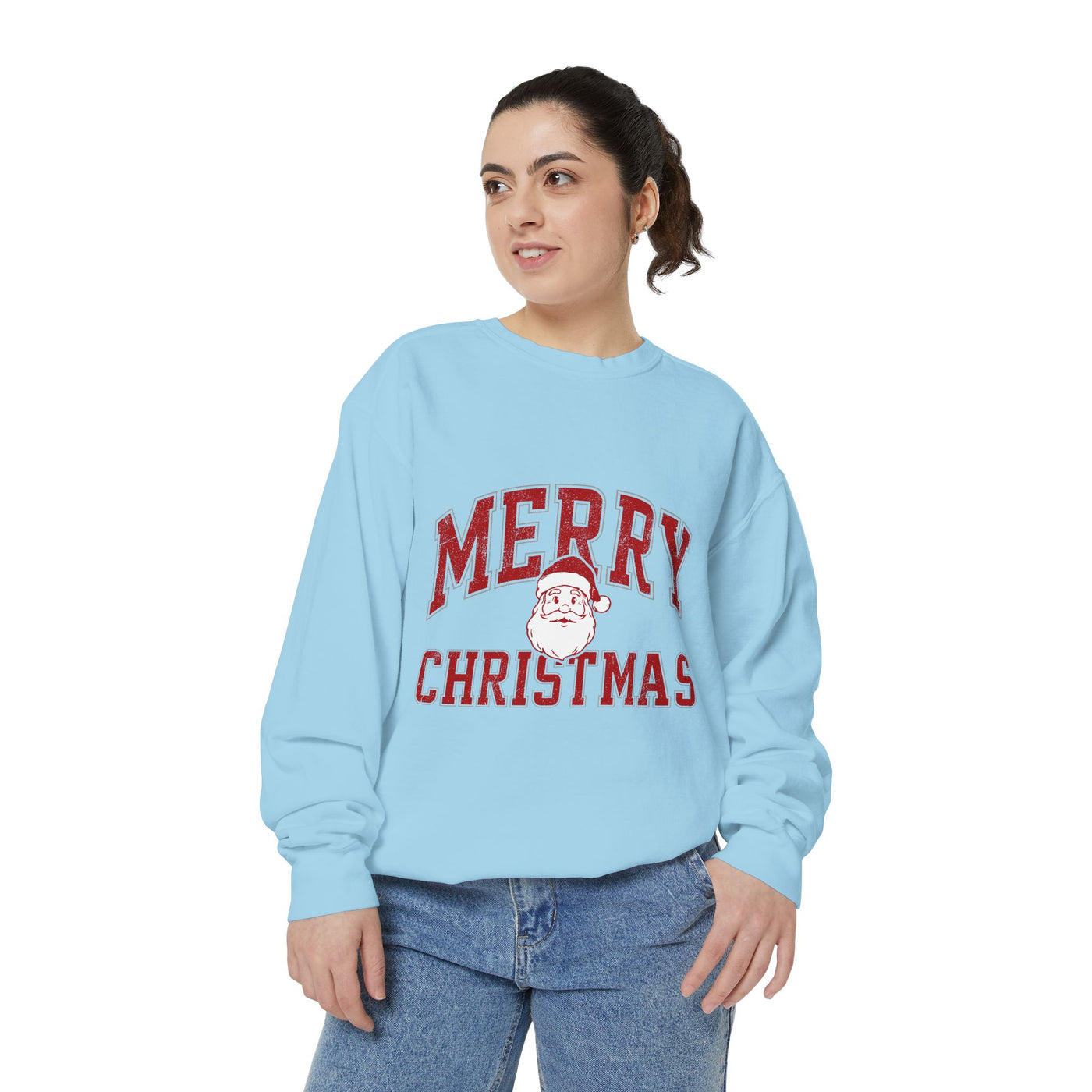 Merry Christmas Santa Sweatshirt, Vintage Holiday Crewneck, Festive Christmas Party Pullover, Retro Santa Claus Gift for Family Photos