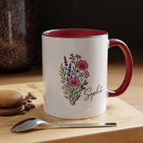 Personalized Floral Name Mug, Custom Wildflower Coffee Cup for Her, Birthday Gift for Women, Botanical Friend or Coworker Keepsake