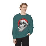 Skull Santa Sweatshirt, Gothic Christmas Crewneck, Creepy Holiday Skeleton Pullover, Alternative Xmas Gift for Metalhead or Horror Fan