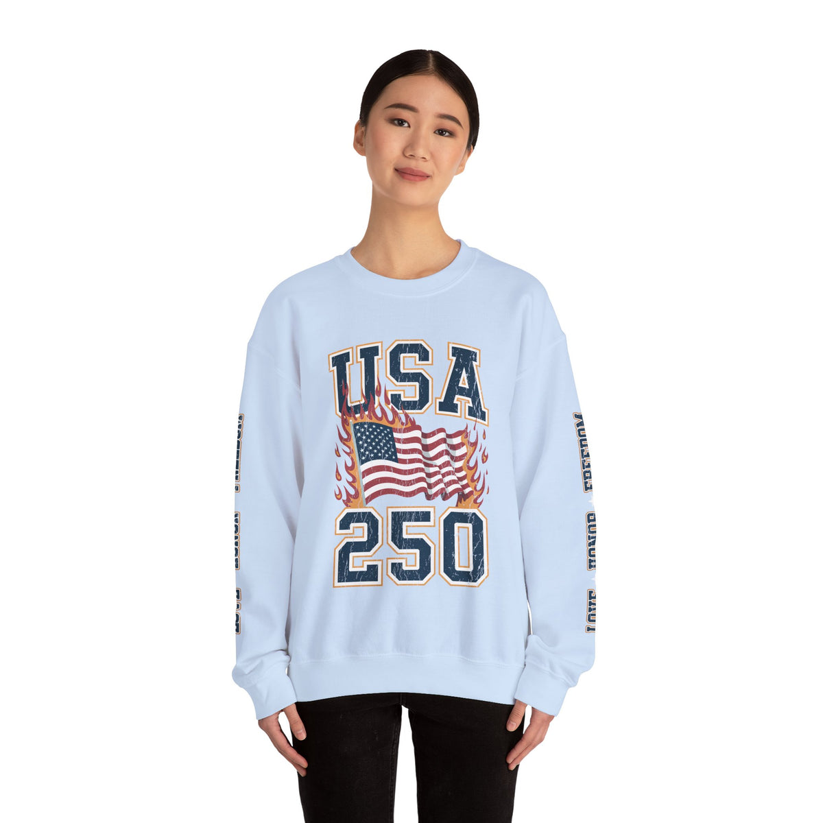 USA 250 Sweatshirt, American Flag Crewneck, Patriotic Pullover, USA 250th Anniversary Gift, Fourth of July Shirt, Americana Top
