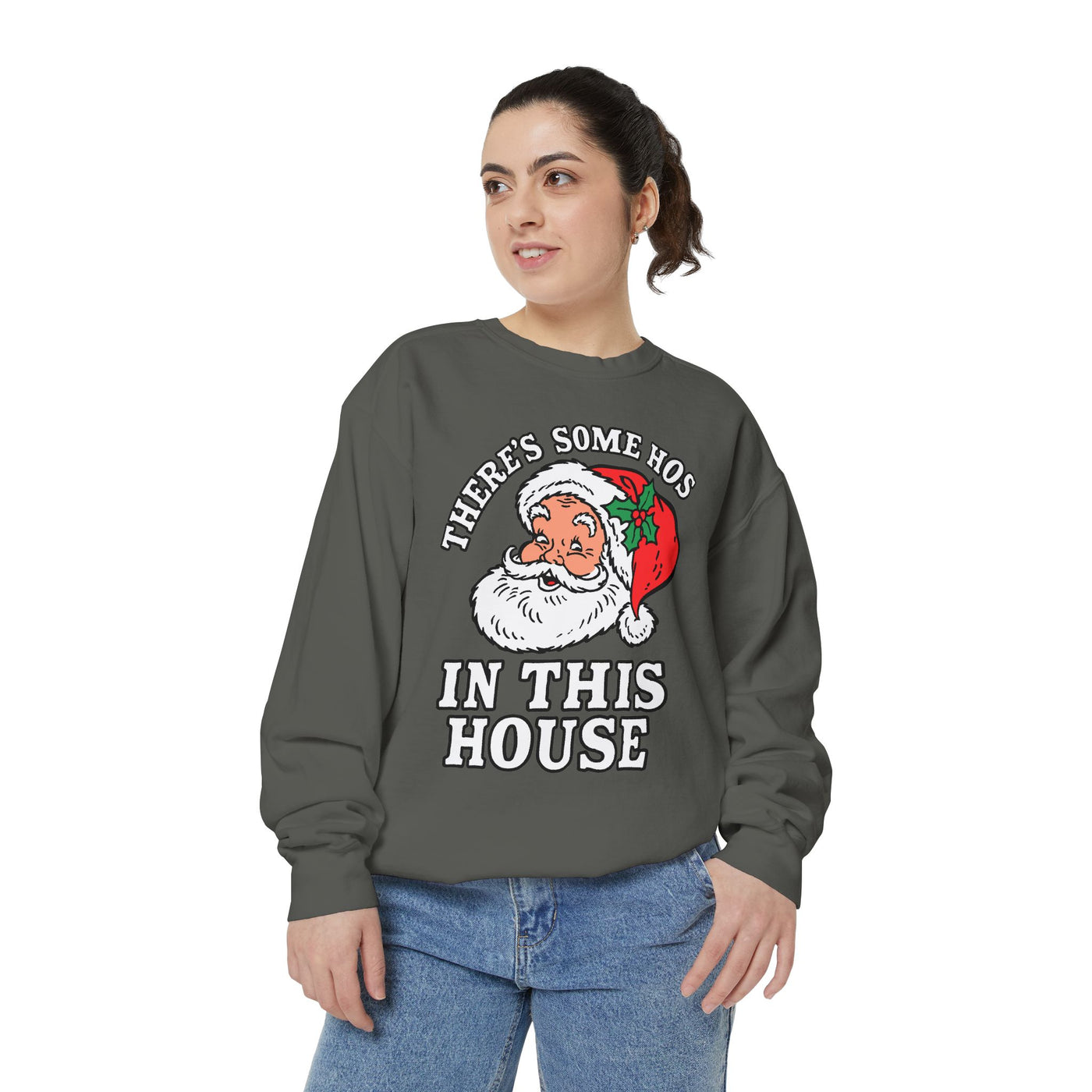 There's Some Ho's in This House Sweatshirt, Funny Santa Christmas Crewneck, Adult Holiday Party Pullover, Naughty Gift for Friends
