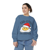 Egg-Cited for Christmas Sweatshirt, Funny Fried Egg Crewneck, Cute Food Pun Holiday Pullover, Christmas Breakfast Gift for Brunch Lover