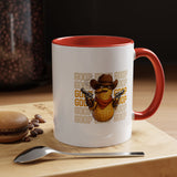 Good Repeating Slogan Cowboy Peanut Mug, Funny Western Office Joke Gift for Coworkers, Sarcastic Outlaw Ceramic Tea Cup with Dark Blue Handle