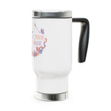 Floral Stainless Steel Travel Mug, Create Your Own Magic Cup, Butterfly and Moon Drinkware, Inspirational Gift for Her