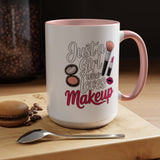 Makeup Lover Coffee Mug, Just a Girl Who Loves Makeup Quote, Lipstick and Brush Design, Birthday Gift for Beauty Enthusiast or Makeup Artist