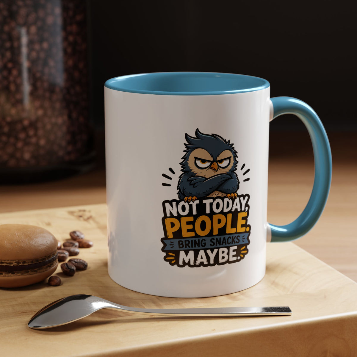 Not Today People Mug, Funny Owl Coffee Cup, Introvert Humor Gift for Coworker, Funny Snack Lover Present, Sarcastic Office Drinkware