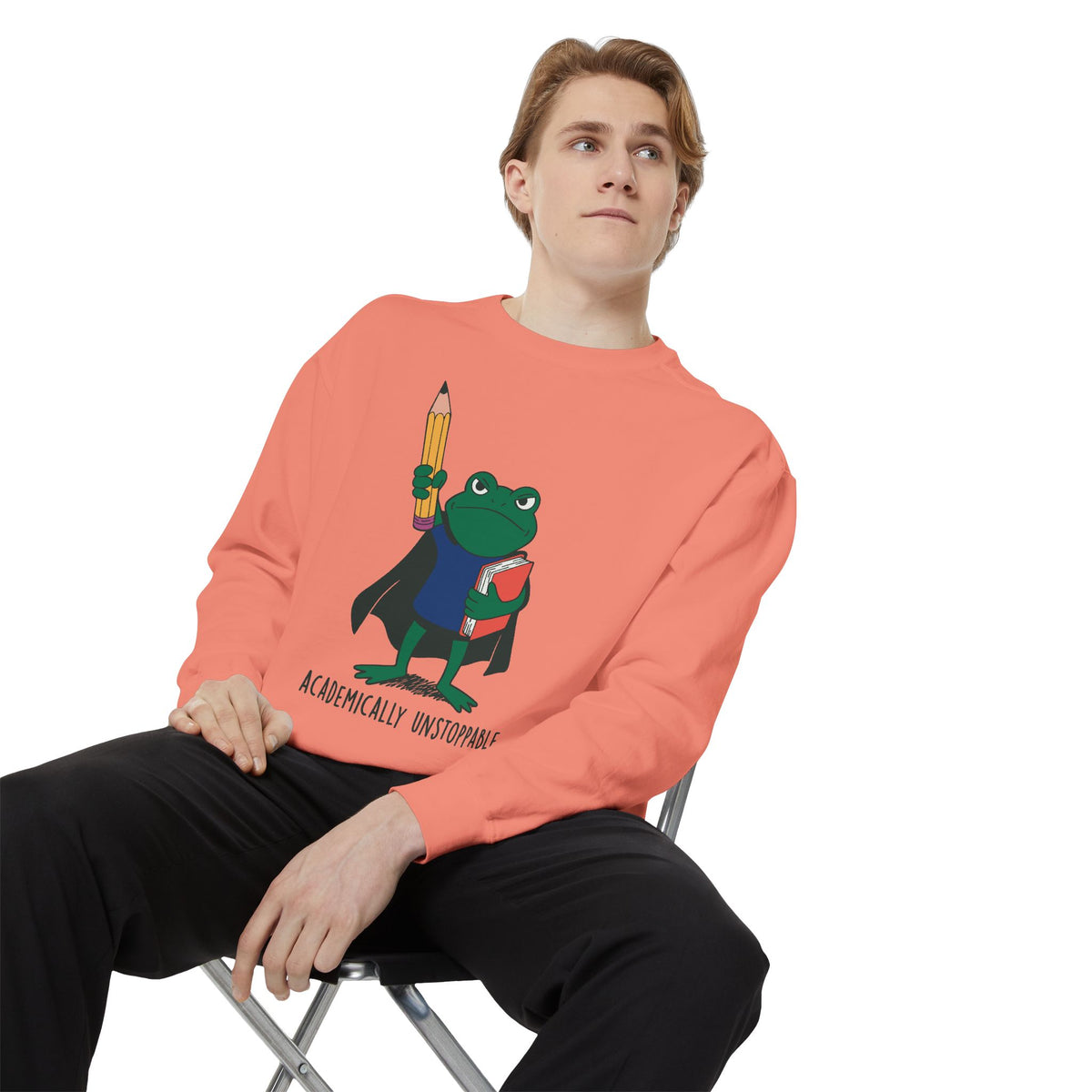 Academically Unstoppable Frog Sweatshirt, Funny Teacher Shirt, Book Lover Gift for Educator, Back to School Outfit, Classroom Crewneck