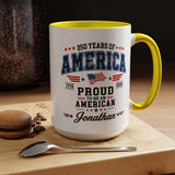 America 250th Coffee Mug with Flag, Semiquincentennial Gift for History Buffs, 1776 to 2026 Patriotic Ceramic Tea Cup
