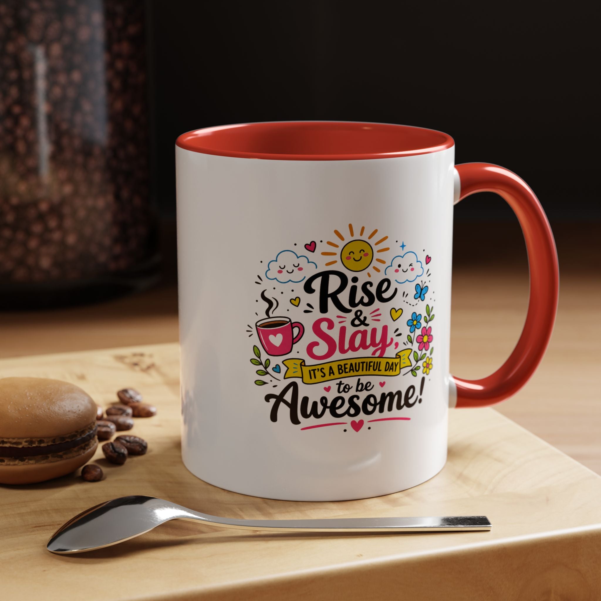 Rise and Slay Motivational Mug, Positive Quote Coffee Cup, Inspirational Gift for Her, Coworker Encouragement, Morning Routine Drinkware
