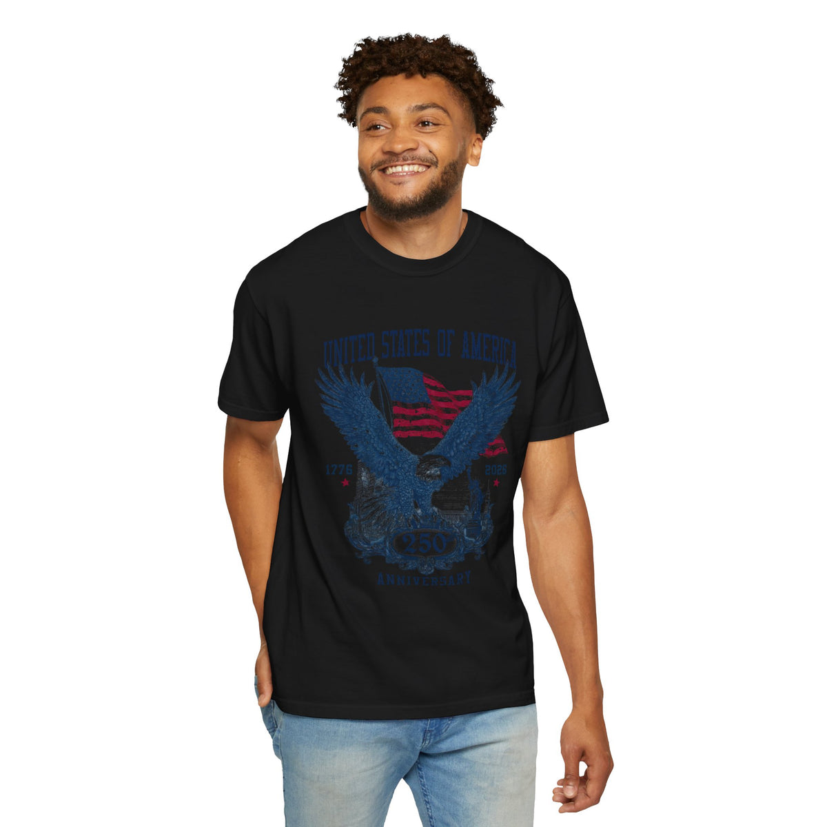 Patriotic Eagle Graphic T Shirt, America 250 Anniversary Tee, Vintage USA Flag Shirt, Fourth of July Americana Shirt for Men Women