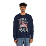 USA 250 Sweatshirt, American Flag Crewneck, Patriotic Pullover, USA 250th Anniversary Gift, Fourth of July Shirt, Americana Top