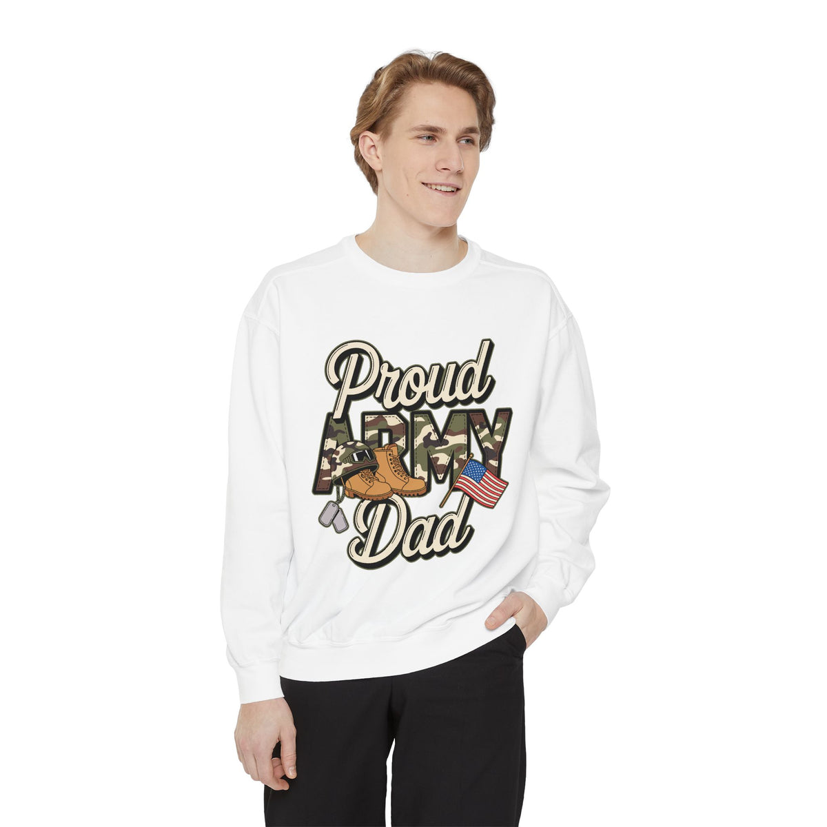 Proud Army Dad Sweatshirt, Military Dad Crewneck, Patriotic Army Father Gift, Support Our Troops Sweatshirt, Veteran Family Apparel