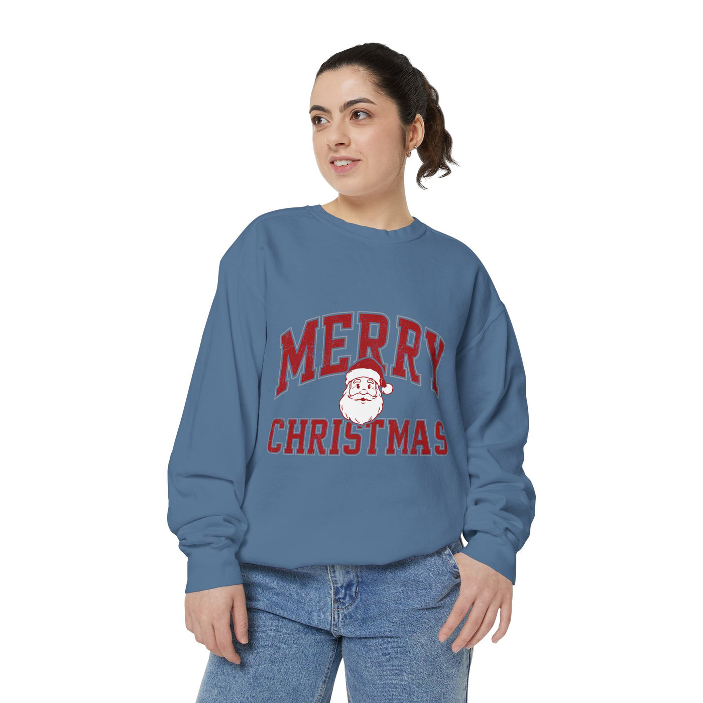 Merry Christmas Santa Sweatshirt, Vintage Holiday Crewneck, Festive Christmas Party Pullover, Retro Santa Claus Gift for Family Photos