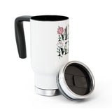 Personalized Mama Stainless Steel Travel Mug, Floral Custom Name Coffee Cup, Botanical Drink Tumbler, Mothers Day Gift for Mom
