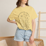 Comfort Colors Rooted in Grace Shirt, Christian Floral Cross Tee, Faith Based Graphic Shirt, Religious Gift for Women, Bible Verse Tee