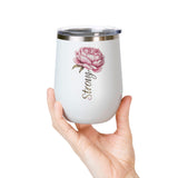 Floral Wine Tumbler, Pink Peony Insulated Tumbler, Flower Lover Gift, Elegant Drink Cup for Women, Summer Gift, Birthday Gift for Her