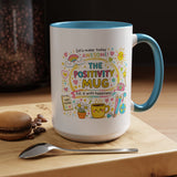 The Positivity Mug, Funny Sarcastic Office Gag Gift for Coworkers, Bright Doodle Aesthetic Motivational Coffee Cup with Orange Handle