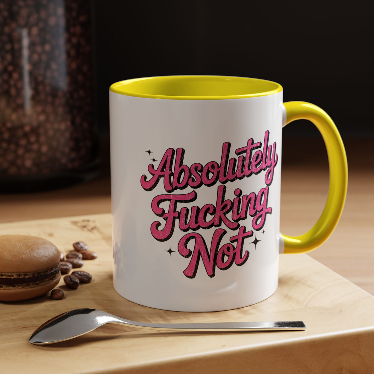Absolutely Not Coffee Mug, Funny Sarcastic Pink Retro Lettering, Sassy Birthday Gift for a Best Friend or Office Work Bestie