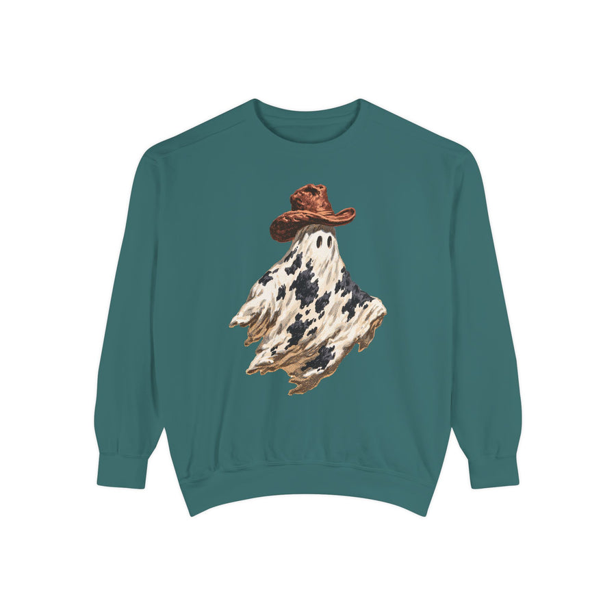 Western Ghost Halloween Sweatshirt, Cowboy Hat Spooky Pullover, Cute Vintage Fall Gift for Cowgirl, Country October Outfit for Women