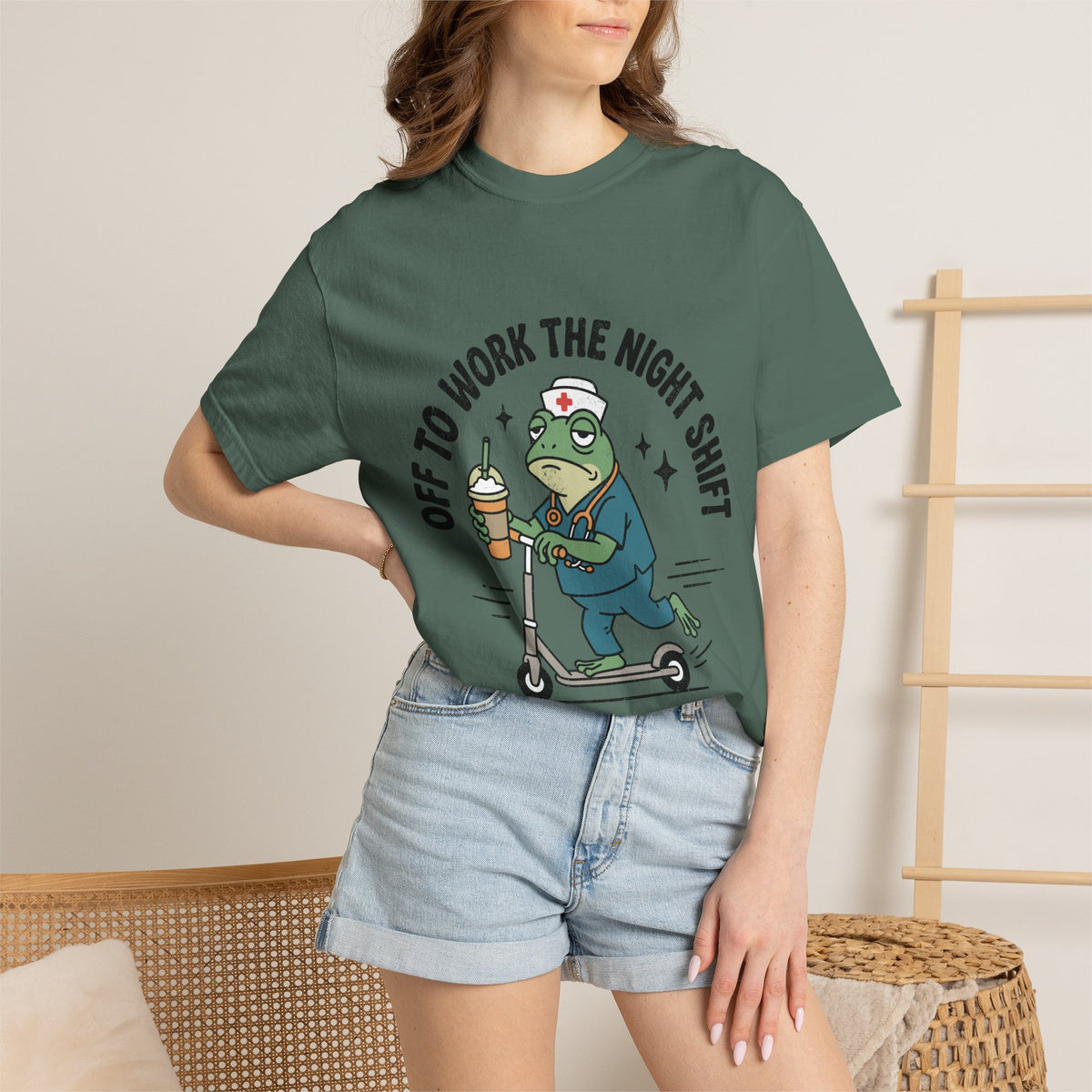 Night Shift Nurse Comfort Colors Shirt, Funny Nurse Frog Tee, Healthcare Worker Gift, RN CNA Nursing School Graduate Shirt
