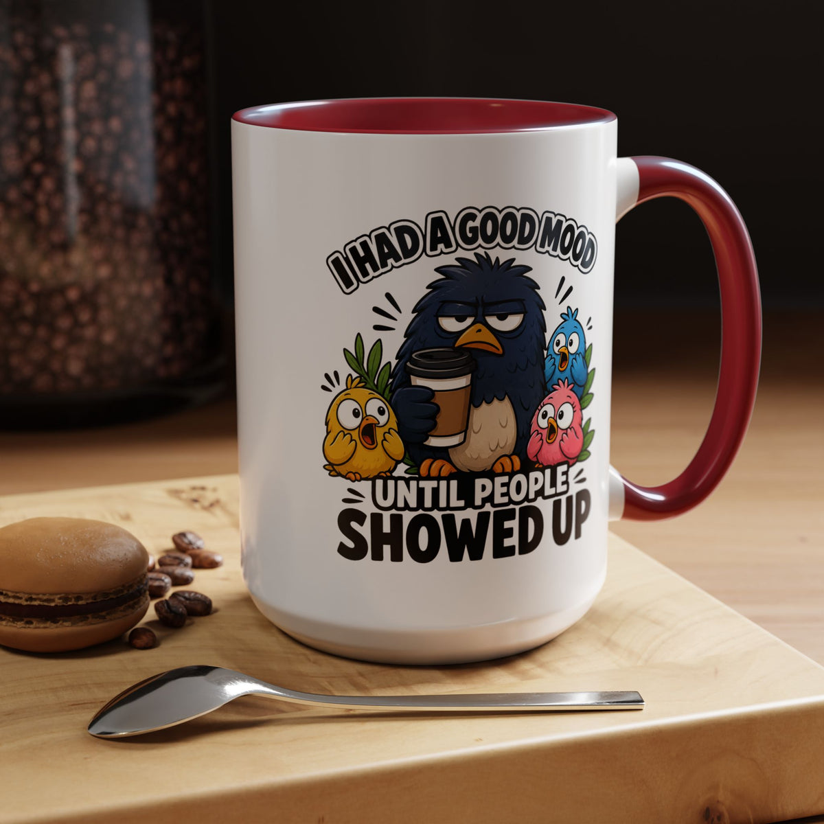 Funny Introvert Bird Coffee Mug, Grumpy Bird Coffee Mug, I Had a Good Mood Until People Showed Up Mug, Coworker Gift, Office Humor Mug