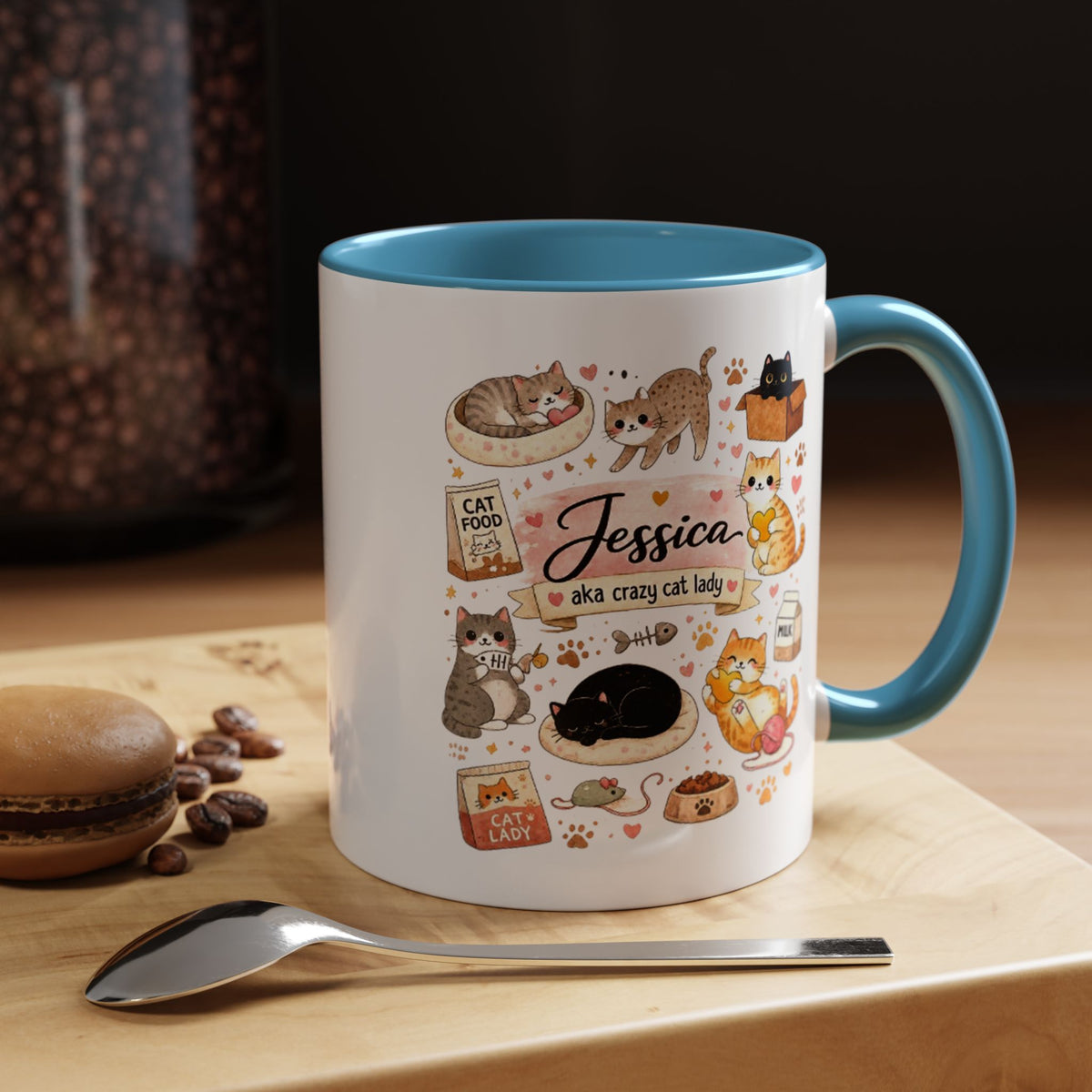 Personalized Cat Mom Mug, Custom Crazy Cat Lady Coffee Mug, Cat Lover Gift with Name, Cute Cat Mom Mug for Women