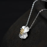 925 Sterling Silver Flower Necklace Zircon Link Chain Necklaces & Pendants For Women Sieraden Collane Kolye
