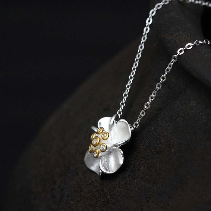 925 Sterling Silver Flower Necklace Zircon Link Chain Necklaces & Pendants For Women Sieraden Collane Kolye