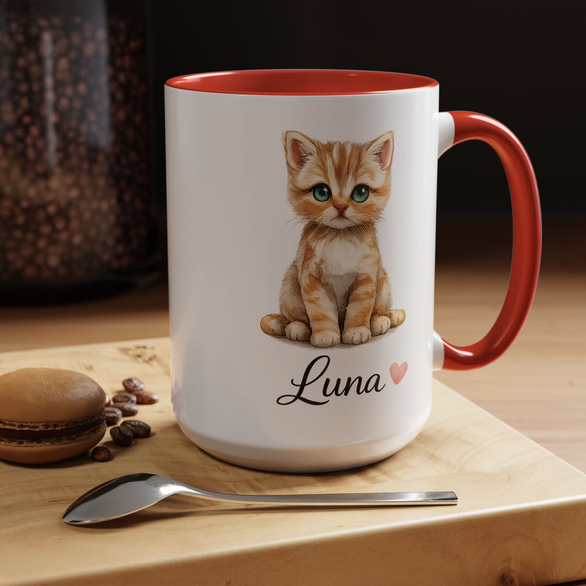 Personalized Cat Lover Mug, Custom Cat Name Coffee Mug, Cute Kitten Mug Gift for Cat Moms, Pet Lover Keepsake Cup