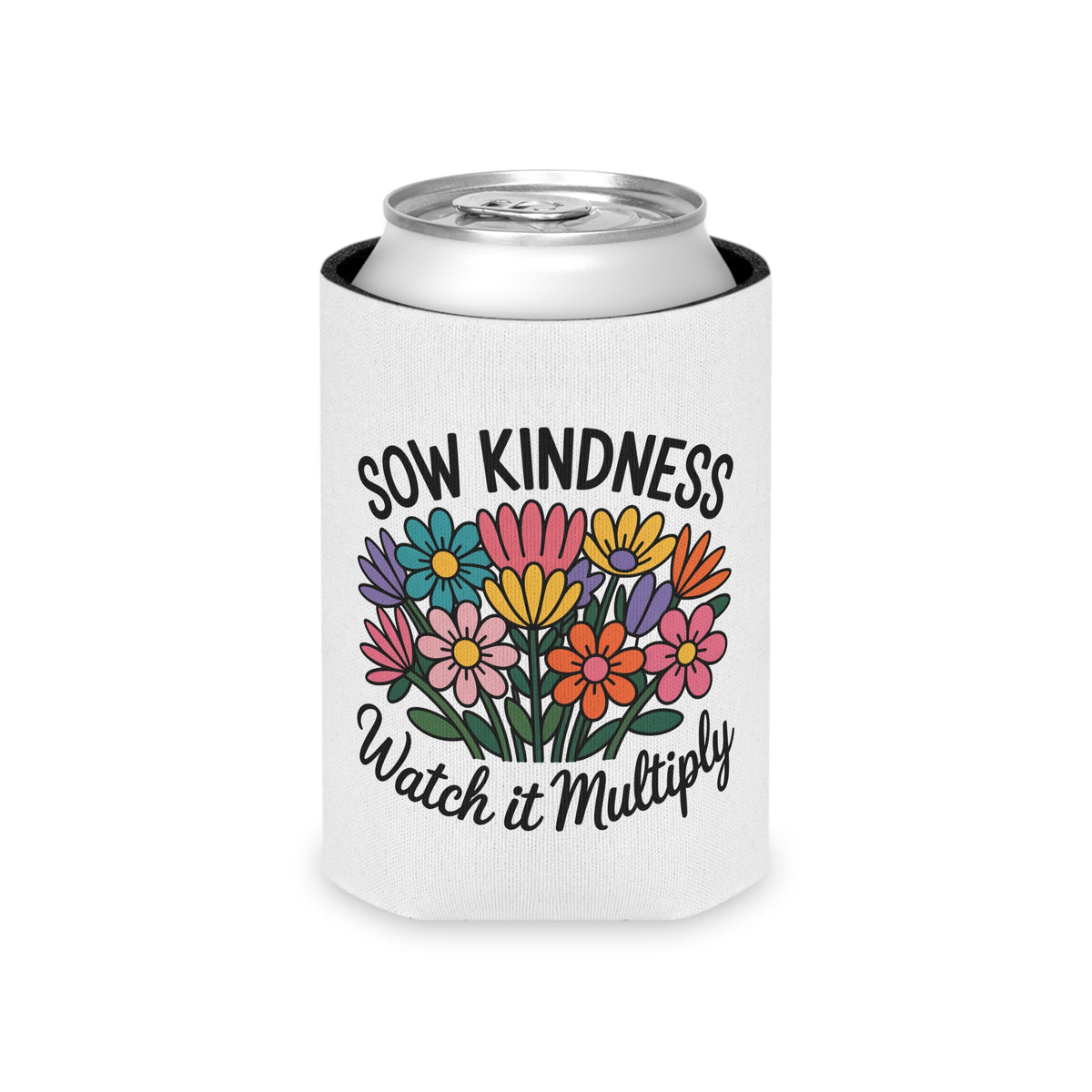 Kindness Can Cooler, Floral Beer Can Holder, Positive Quote Drink Sleeve, Flower Lover Gift, Summer Party Favor, Inspirational Gift