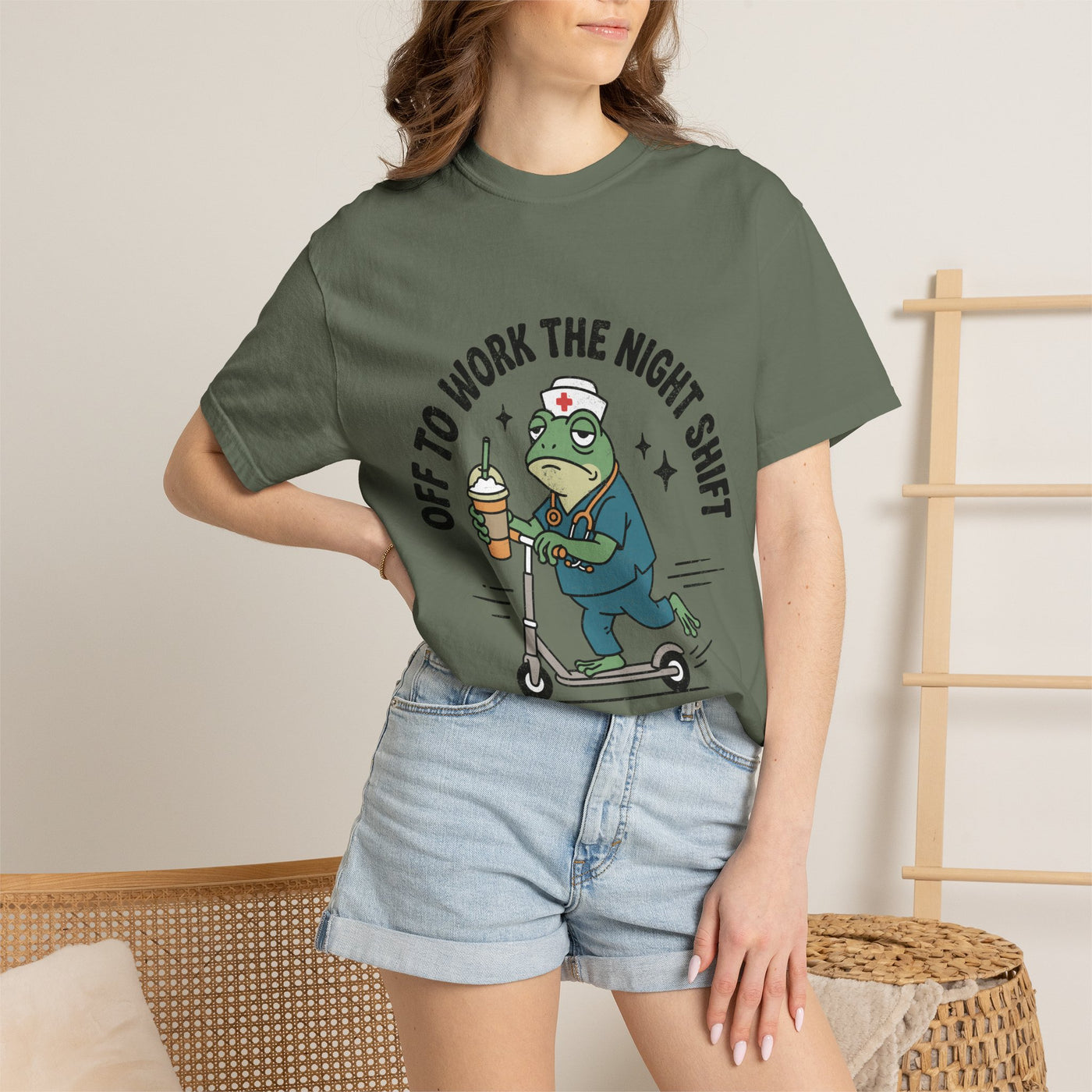 Night Shift Nurse Comfort Colors Shirt, Funny Nurse Frog Tee, Healthcare Worker Gift, RN CNA Nursing School Graduate Shirt