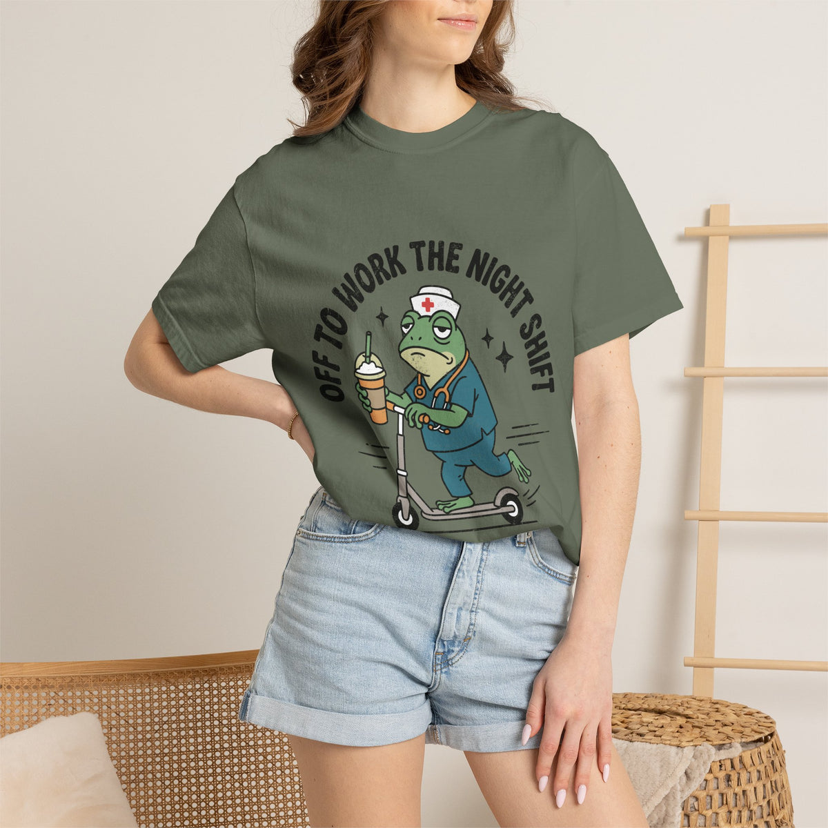 Night Shift Nurse Comfort Colors Shirt, Funny Nurse Frog Tee, Healthcare Worker Gift, RN CNA Nursing School Graduate Shirt