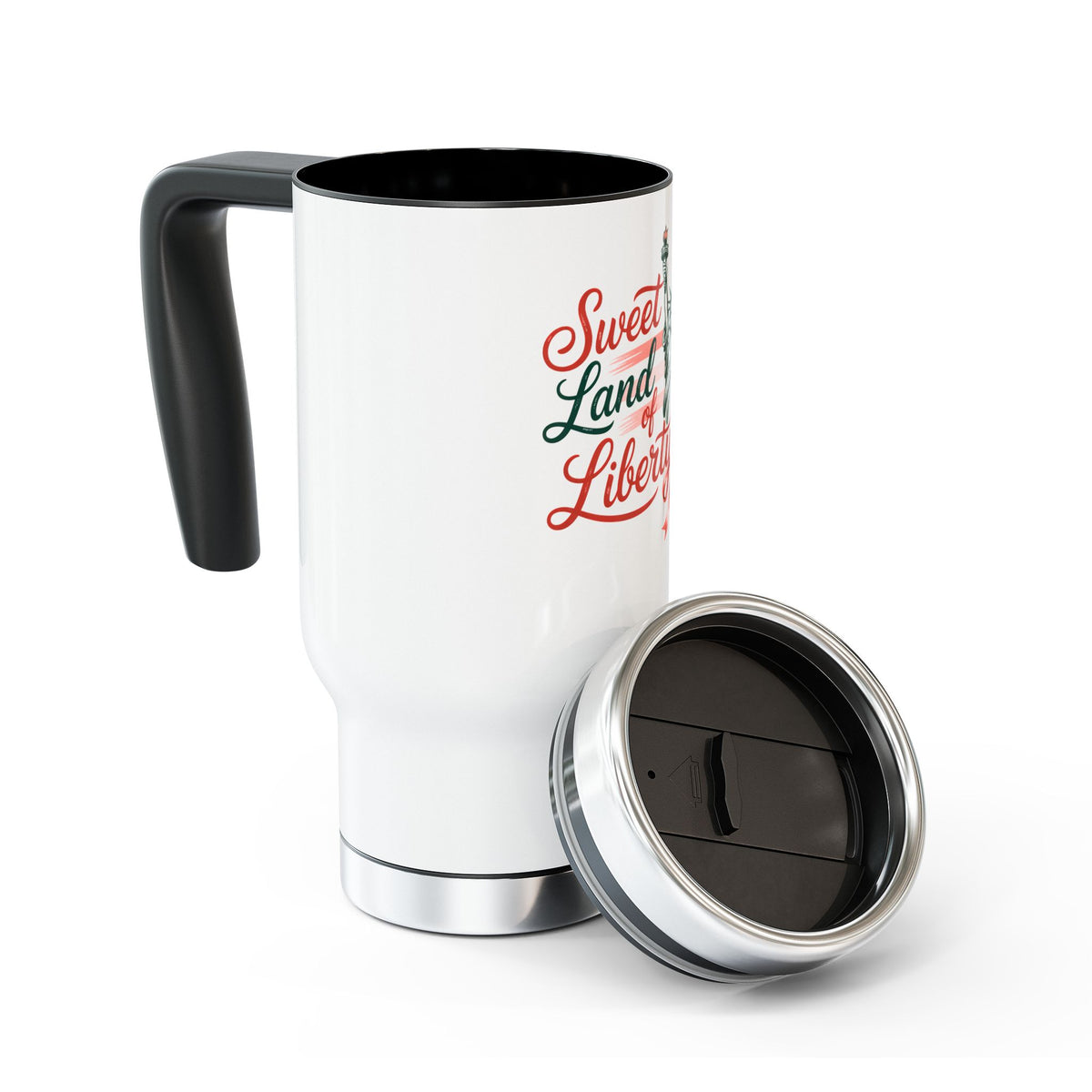 Sweet Land of Liberty Stainless Steel Travel Mug, Patriotic Coffee Cup, American Gift for Her, USA Drinkware, 4th of July Travel Mu