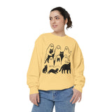 Ghost Cat Halloween Sweatshirt, Cute Spooky Cats and Ghosts Pullover, Cozy Pet Lover Gift, Minimal Black and White Fall Outfit for Women