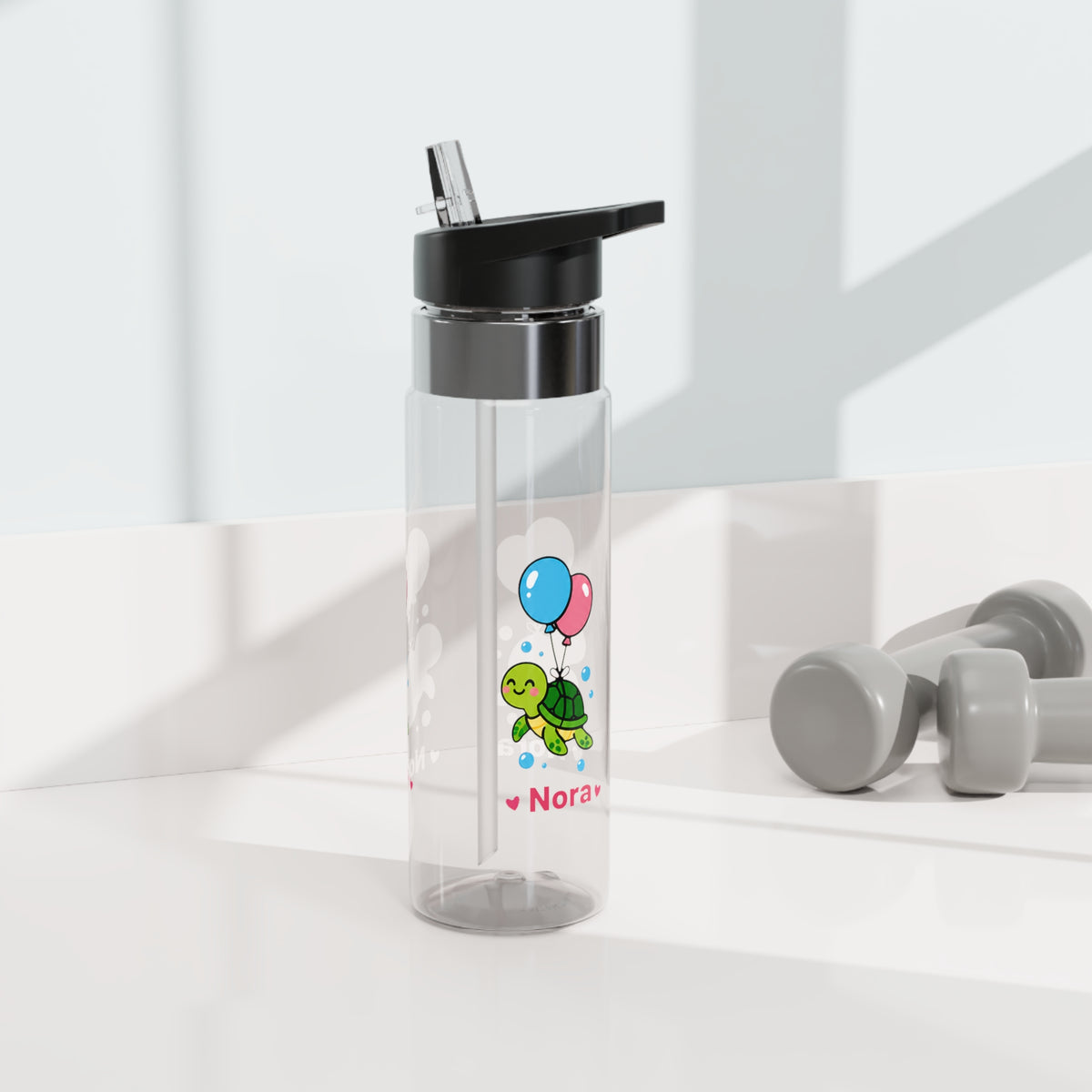 Personalized Turtle Water Bottle for Girls, Custom Name Kids Drink Bottle, Cute Sea Turtle School Bottle, Birthday Gift for Her