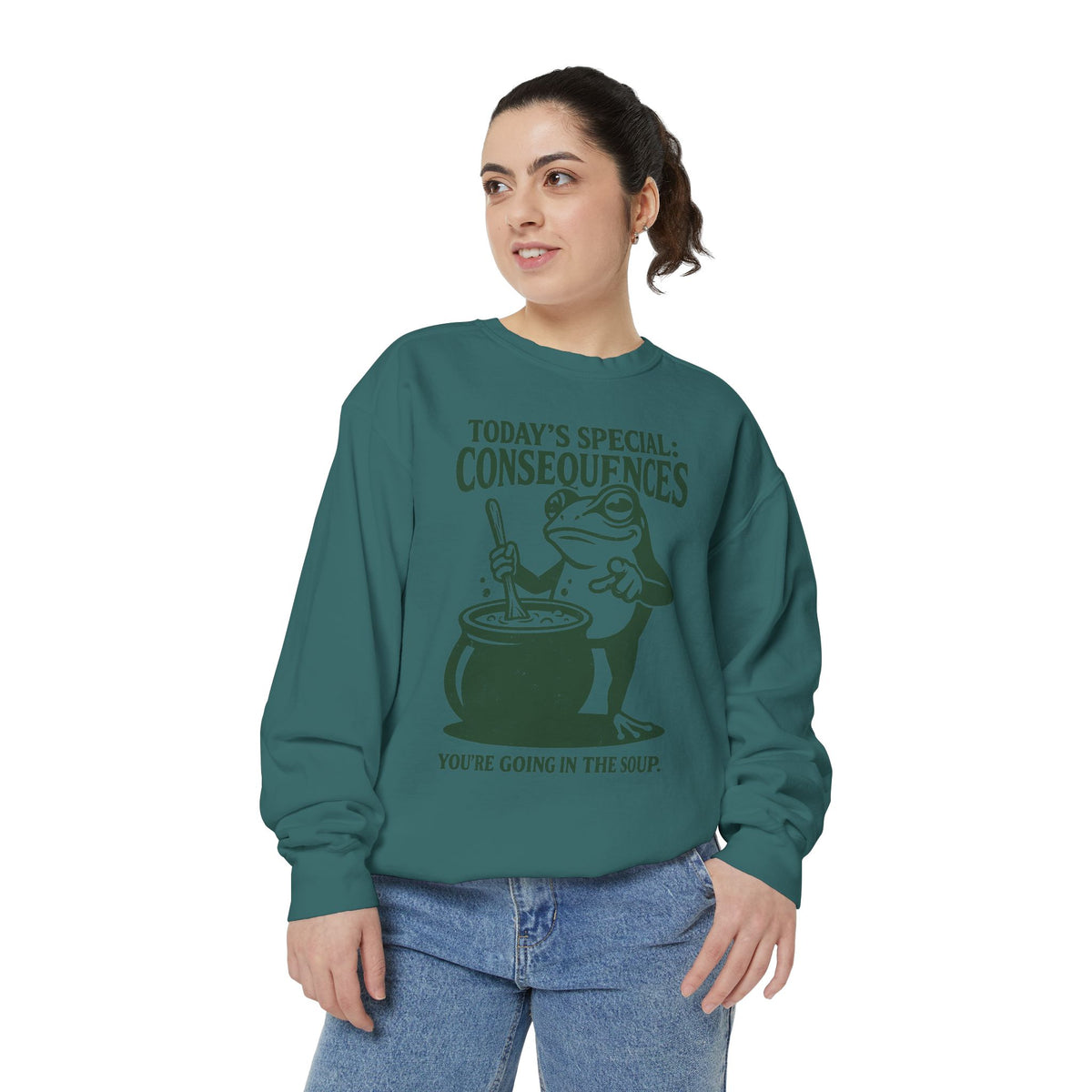Funny Frog Comfort Colors Sweatshirt, Today's Special Consequences Graphic Crewneck, Sarcastic Meme Sweatshirt Gift