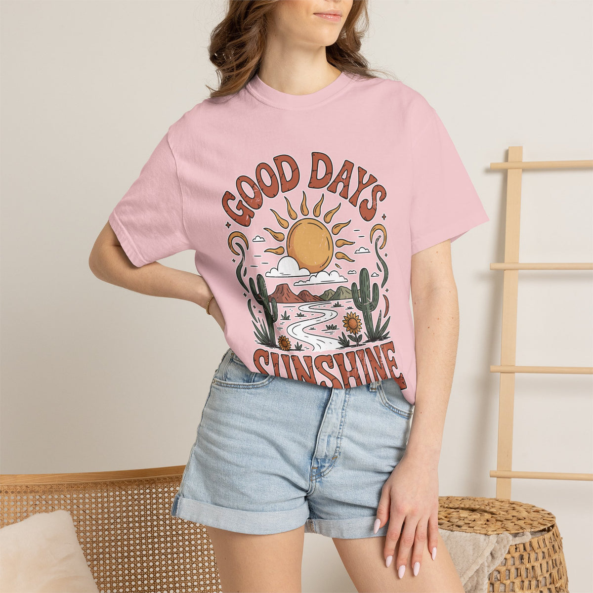 Positive Sunshine Comfort Colors Shirt, Good Days Sunshine Graphic Tee, Retro Desert Nature Shirt, Boho Summer Aesthetic Tee