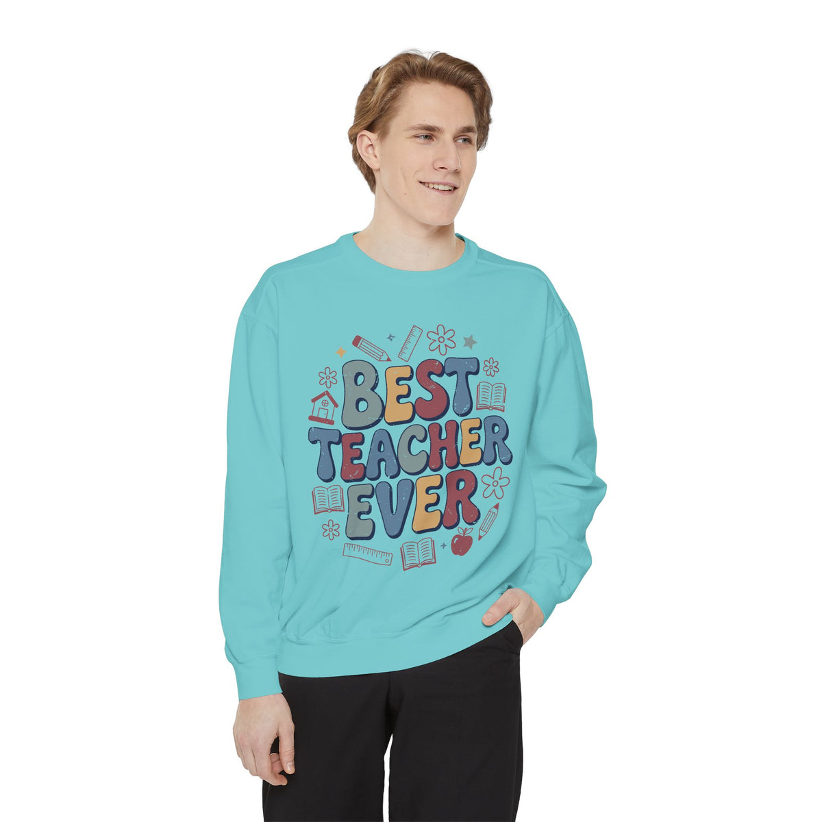 Best Teacher Ever Sweatshirt, Retro Educator Crewneck, Teacher Appreciation Gift, Back to School Outfit, Colorful School Staff Shirt