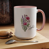 Personalized Floral Name Mug, Custom Wildflower Coffee Cup for Her, Birthday Gift for Women, Botanical Friend or Coworker Keepsake
