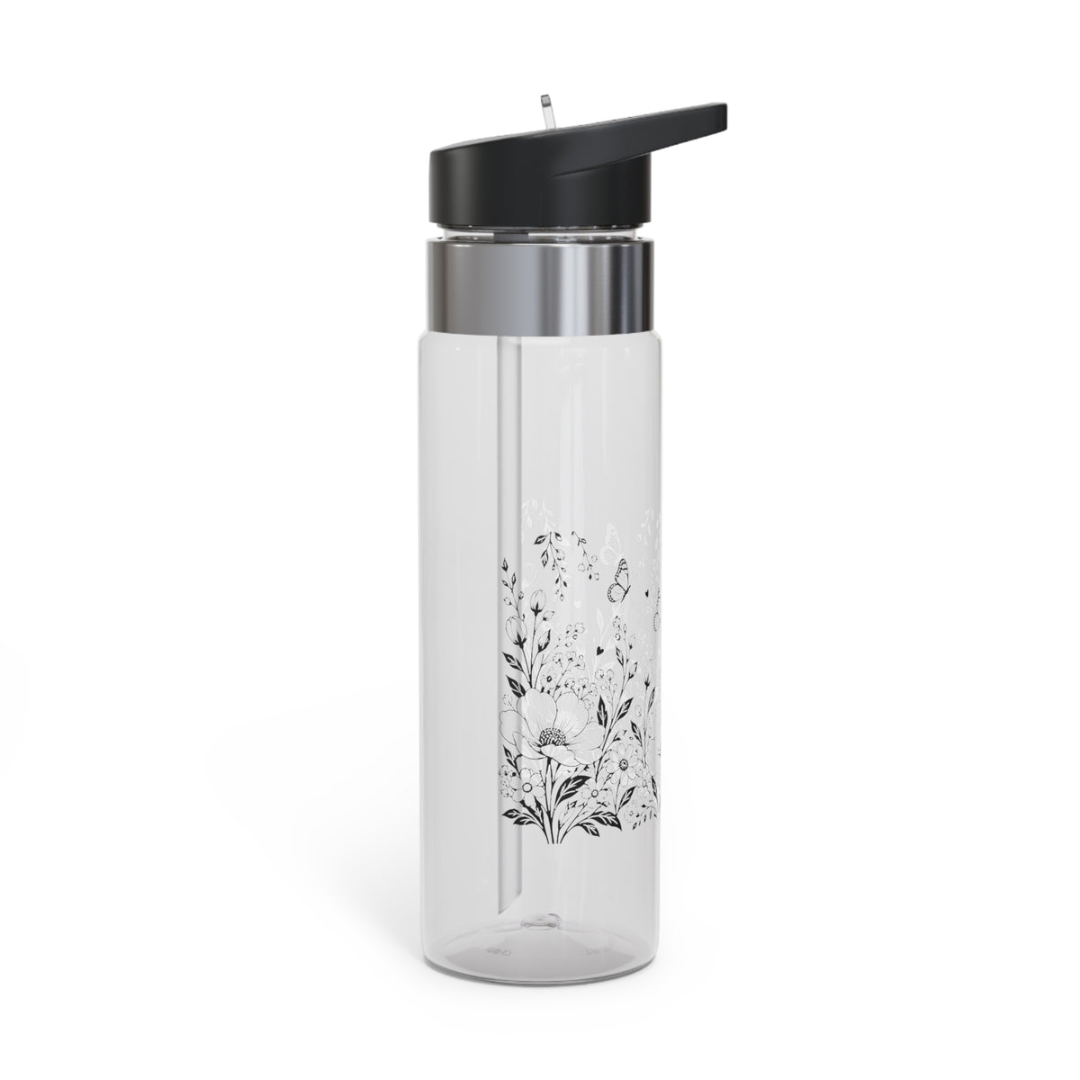Floral Water Bottle for Women, Botanical Flower Drink Bottle, Butterfly Water Bottle, Nature Lover Gift, Everyday Hydration, Gift for Her