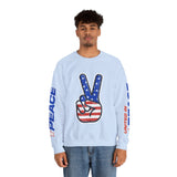 United in Peace Sweatshirt, Patriotic Peace Sign Crewneck, American Flag Pullover, USA 250th Anniversary Outfit, Fourth of July Gift