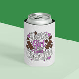 Chocolate Lover Can Cooler, Just a Girl Who Loves Chocolate, Cute Sweet Treat Drink Holder, Dessert Lover Gift, Cute Can Cooler, Party Favor