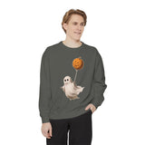 Cute Ghost Halloween Sweatshirt, Pumpkin Balloon Pullover, Vintage Spooky Season Gift for Women, Cozy October Fall Outfit for Ghost Loversv