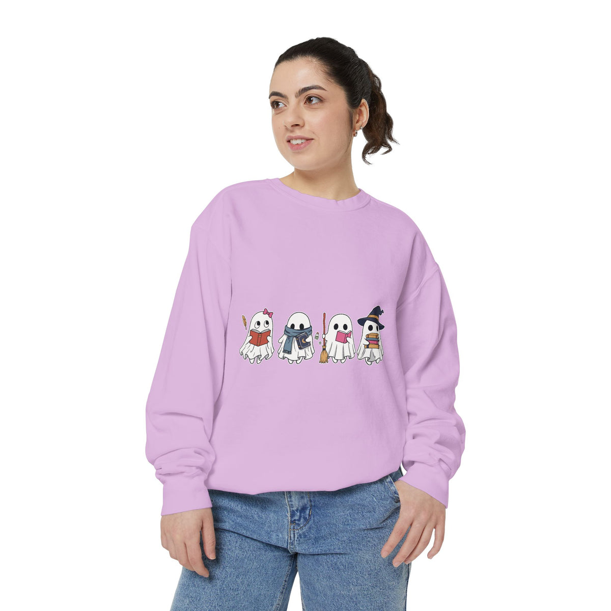 Bookish Ghost Sweatshirt, Cute Halloween Reading Crewneck, Spooky Book Lover Gift for Teacher, Librarian Fall Outfit, Cozy Reader Shirt