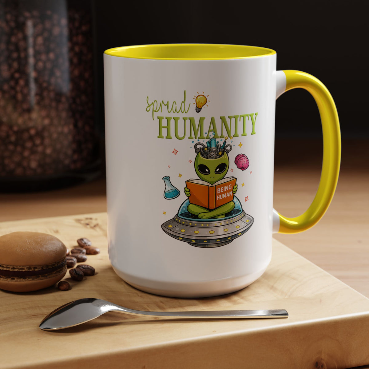 Funny Alien Mug, Being Human Is Weird Coffee Mug, Nerdy Sci-Fi Humor Cup, Alien Lover Gift