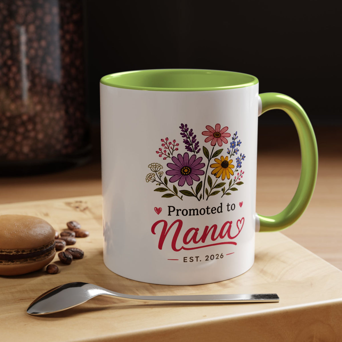 Promoted to Nana Mug, New Grandma Pregnancy Announcement Gift, Floral First Time Grandmother Coffee Cup, Baby Reveal Keepsake 2026