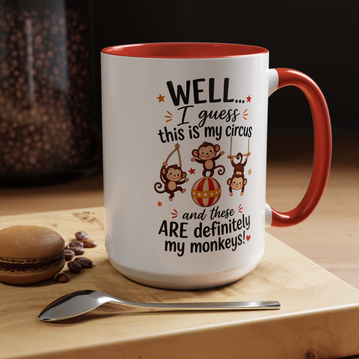 Funny Mom Life Coffee Mug, This Is My Circus These Are My Monkeys Mug, Motherhood Humor Gift, Mom Coffee Cup for Busy Moms