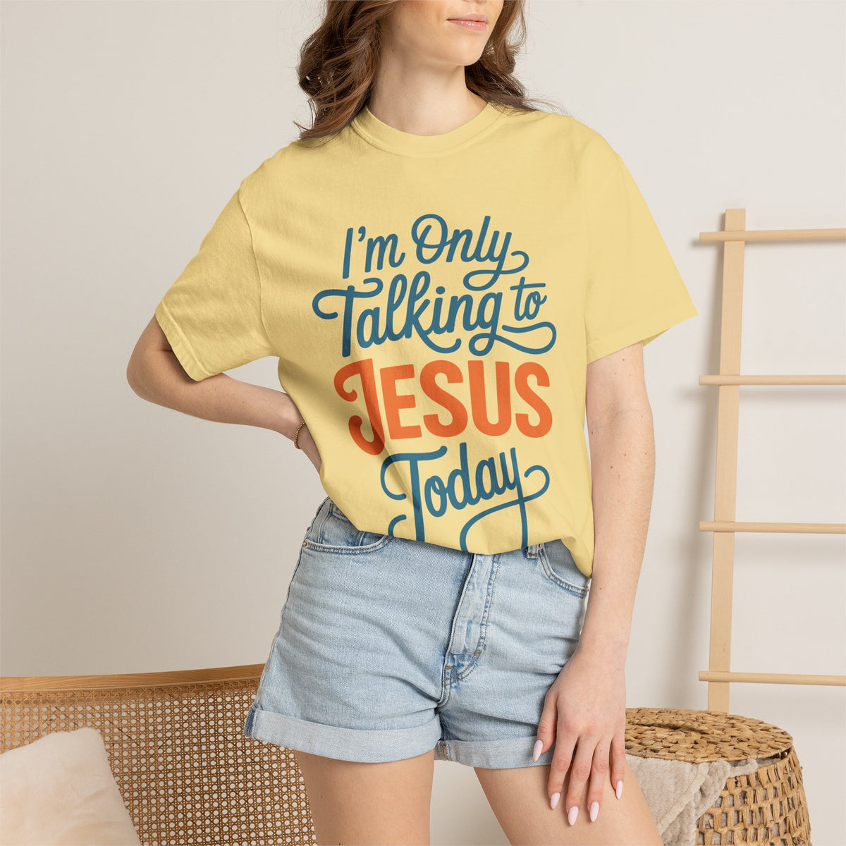 Christian Faith Comfort Colors Shirt, I'm Only Talking To Jesus Today Tee, Religious Graphic Shirt, Prayer Warrior Gift for Women