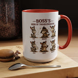 Boss's Guide to Troubleshooting Coffee Mug, Funny Office Joke Gift for Coworkers, Sarcastic Donkey Jackass Ceramic Tea Cup with Dark Blue Handle