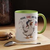 Funny Patriotic Goose Coffee Mug, Proud Loud and Free Mug, American Flag Goose Cup, Fourth of July Gift, USA Pride Coffee Mug